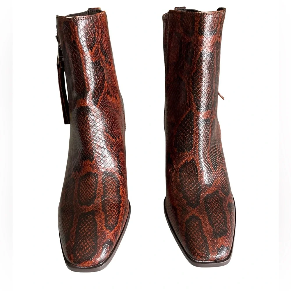 Sam Edelman Carlysle Snakeskin Print Leather Boots Block Heel Women’s Size 9